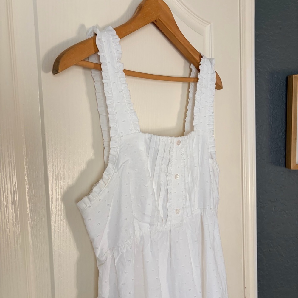 Abound Prairie Pintuck Button Square Neck White Mini Dress, Medium - Picture 4 of 14